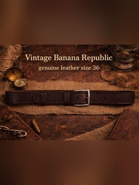 Dark Brown Leather Belt with Matte Metal Buckle 36